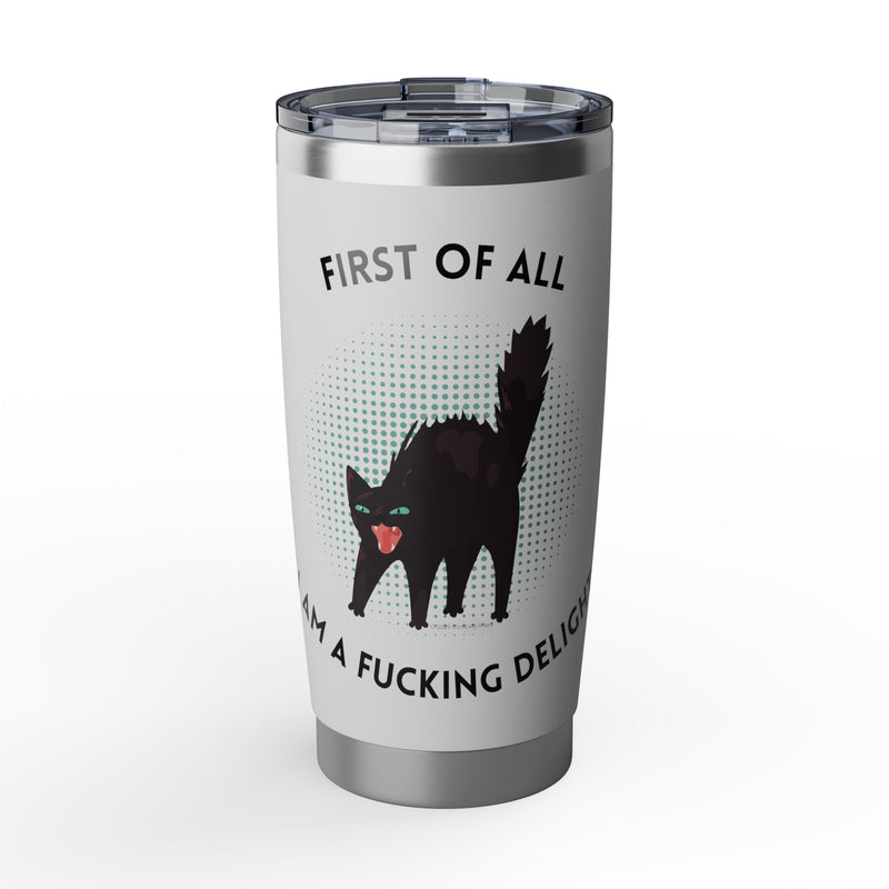 "Delightful" Black Cat Tumbler - 20oz Insulated Travel Cup