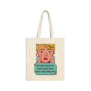 Tote Bag — Retro Pop Art 'Why Does Drunk Me Always Have More Money Than Sober Me?'