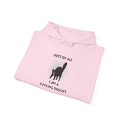 Sassy Cat Hoodie — "...I Am A Fucking Delight!" Graphic Hooded Sweatshirt