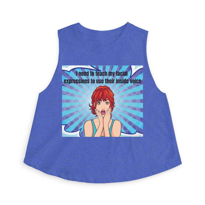 Pop Art Crop Top – "I Need to Teach My Facial Expressions to Use Their Inside Voice" Tank