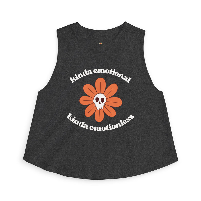 Daisy Skull Crop Top — "kinda emotional kinda emotionless" Graphic Tank
