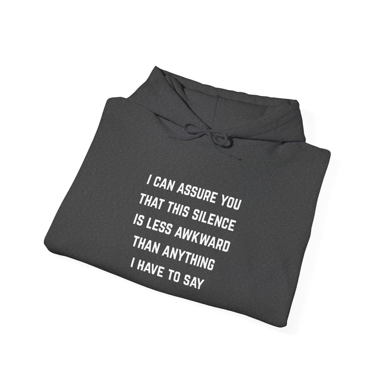 "Awkward Silence" Hoodie - Unisex Heavy Blend™ Minimalist Graphic Text Hooded Sweatshirt