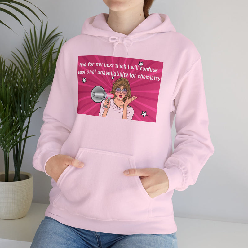 Graphic Hoodie — Retro Pop Art "Emotional Unavailability" Hooded Sweatshirt