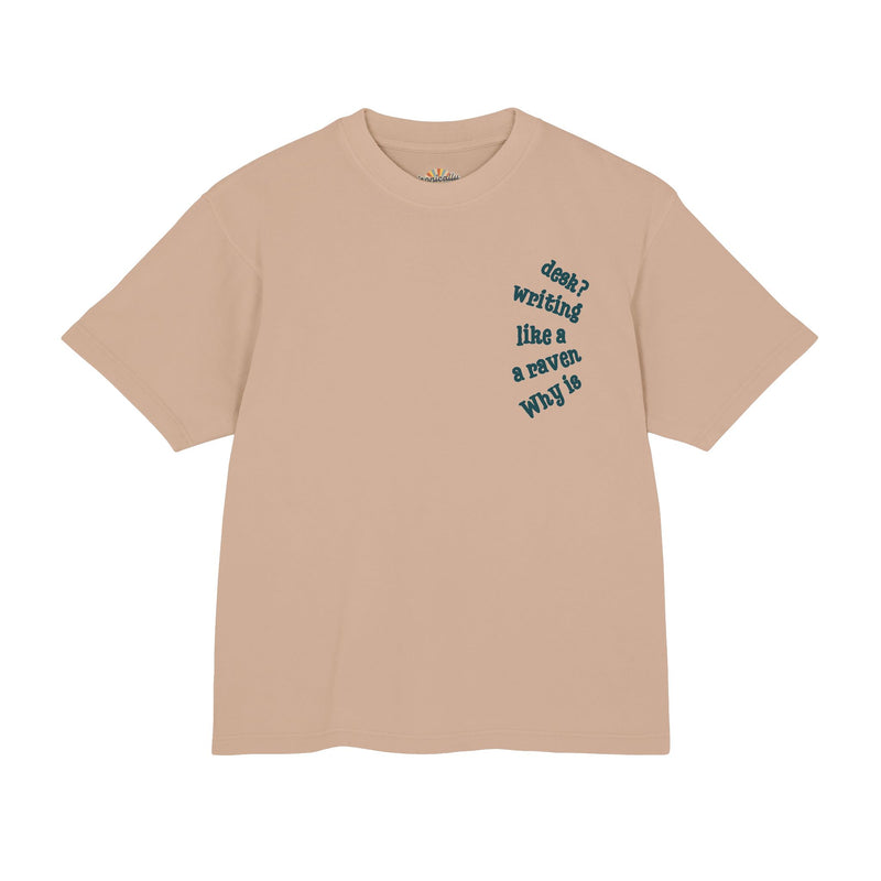 Wonderland Lane Seven Garment Dyed Urban Heavy Graphic Tee – “Why is a Raven Like a Writing Desk"