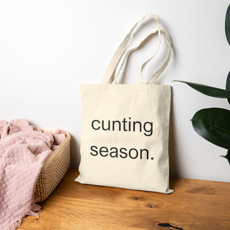 "Cunting Season" Minimalistic Text Shopper - Cotton Canvas Reusable Tote Bag