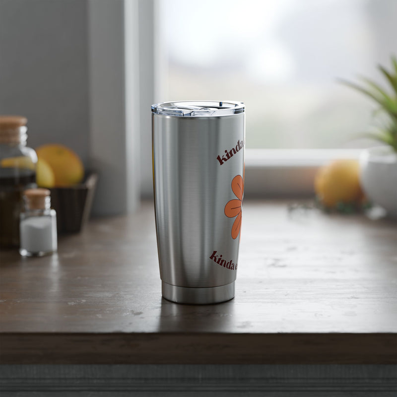 20oz Vagabond Tumbler - "Kinda Emotional Kinda Emotionless" Flower Skull Insulated Traveler Cup