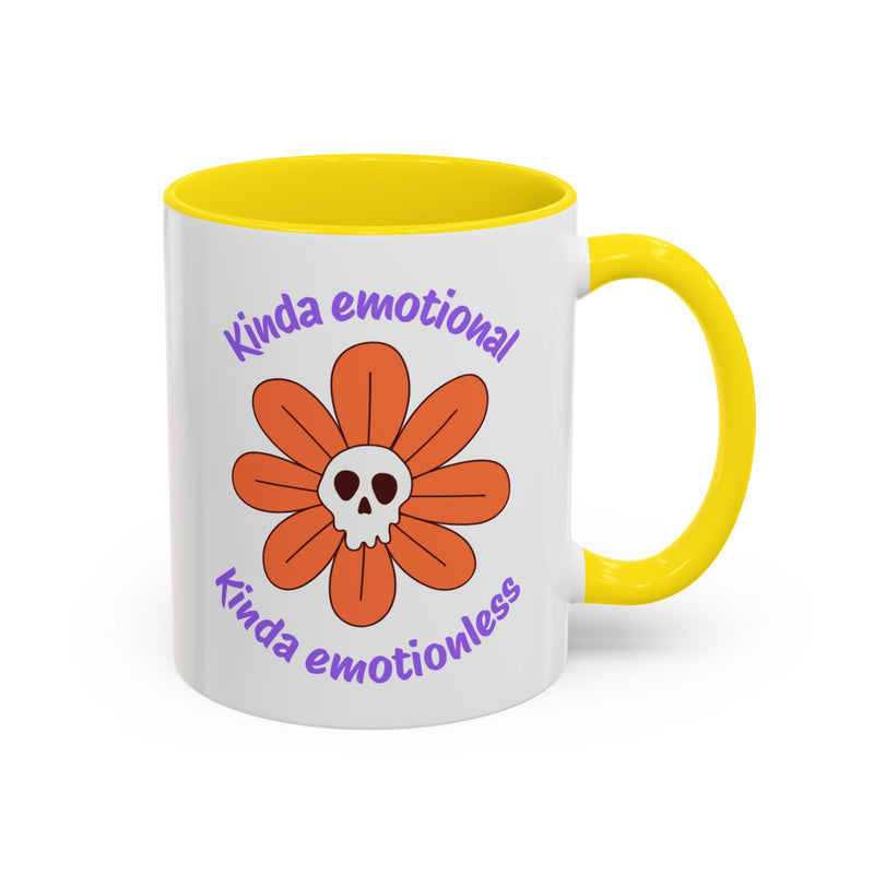 Coffee or Tea Mug — "Kinda Emotional, Kinda Emotionless" Floral Skull Accent Mug