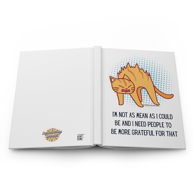 Sassy Cat Hardcover Journal — "I'm Not As Mean As I Could Be" Lined Notebook