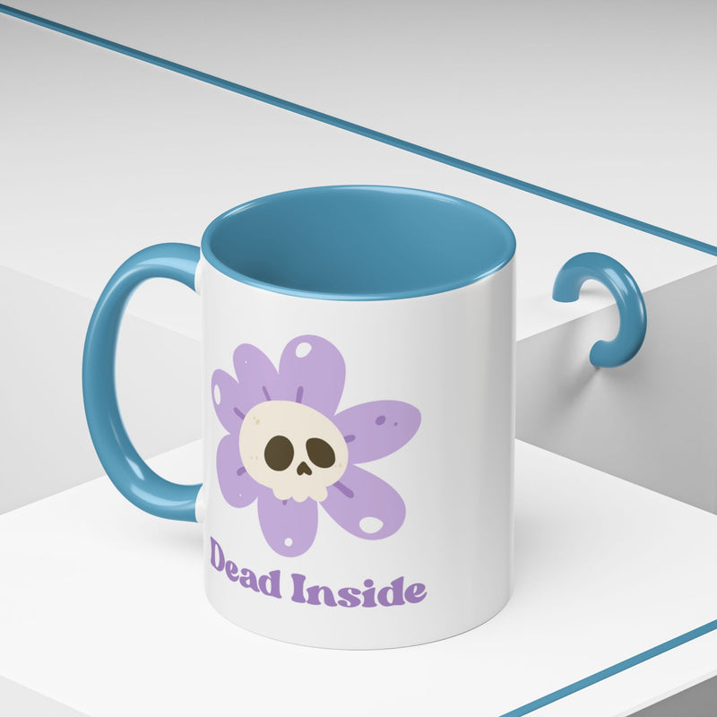 Coffee or Tea Mug — "Dead Inside" Floral Skull Accent Mug