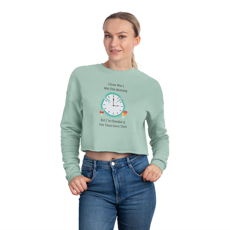 Wonderland Graphic Crop Sweatshirt — "I Knew Who I Was This Morning..."