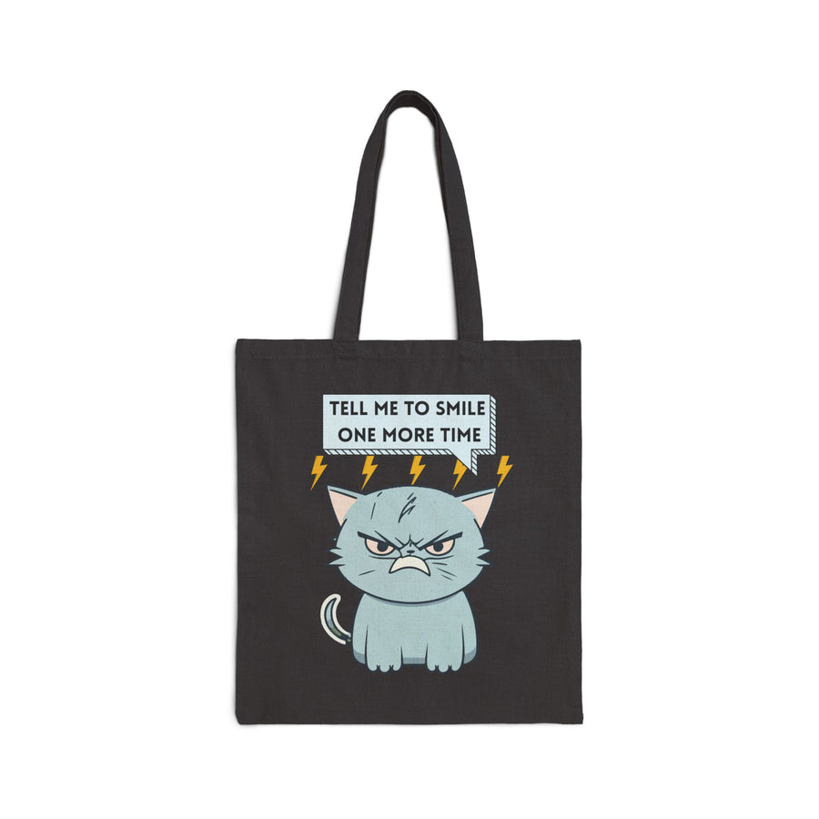 Tote Bag — Sassy Cat 'Tell Me To Smile One More Time' Cotton Canvas Tote