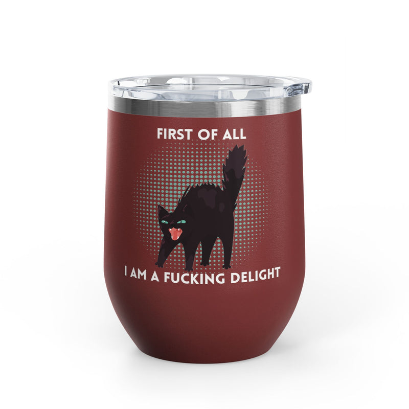 Fucking Delight Sassy Cat Wine Tumbler - Insulated Stainless Steel Wine Glass