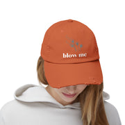 "Blow Me" Dandelion Cap — Distressed Baseball Hat