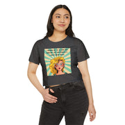 Retro Pop Art Crop Top T-shirt — “I Wanna Be 14 Again and Ruin My Life Differently” Graphic Tee