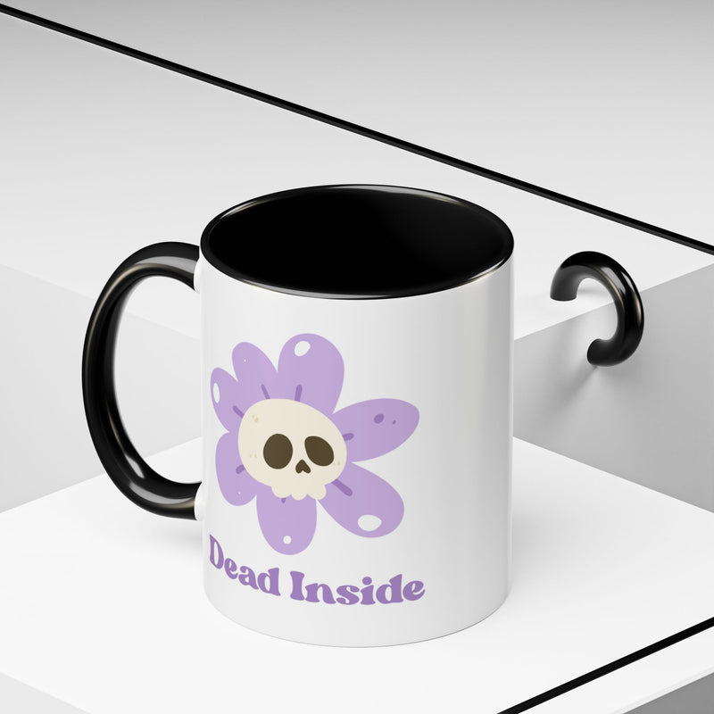 Coffee or Tea Mug — "Dead Inside" Floral Skull Accent Mug