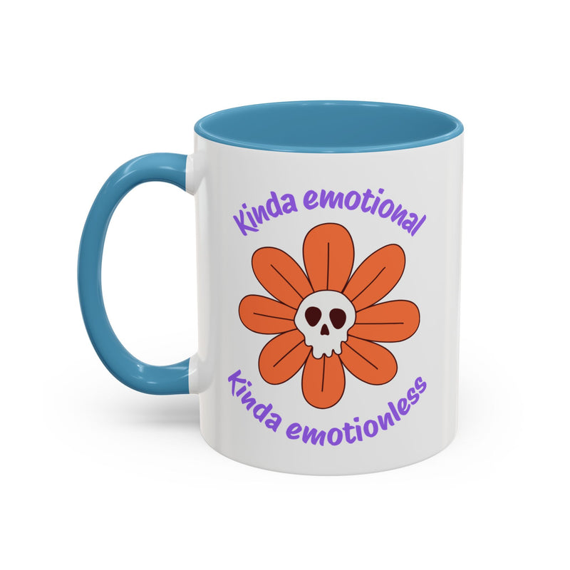 Coffee or Tea Mug — "Kinda Emotional, Kinda Emotionless" Floral Skull Accent Mug