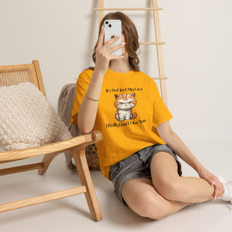 Sassy Cat Tee – "It's Not Just My Face, I Really Don't Like You" Funny Graphic T-Shirt