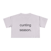 Women's Crop Tee — "Cunting Season" Subtle White Minimalist Text T-shirt Top