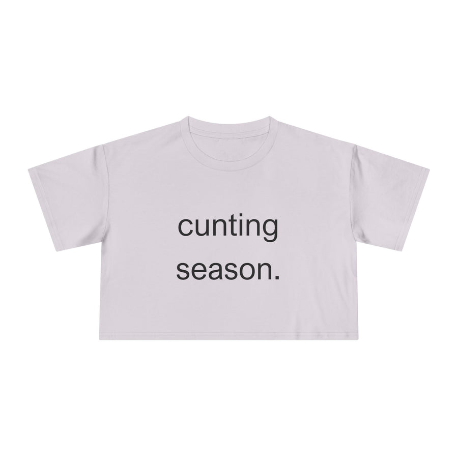 Women's Crop Tee — "Cunting Season" Subtle White Minimalist Text T-shirt Top