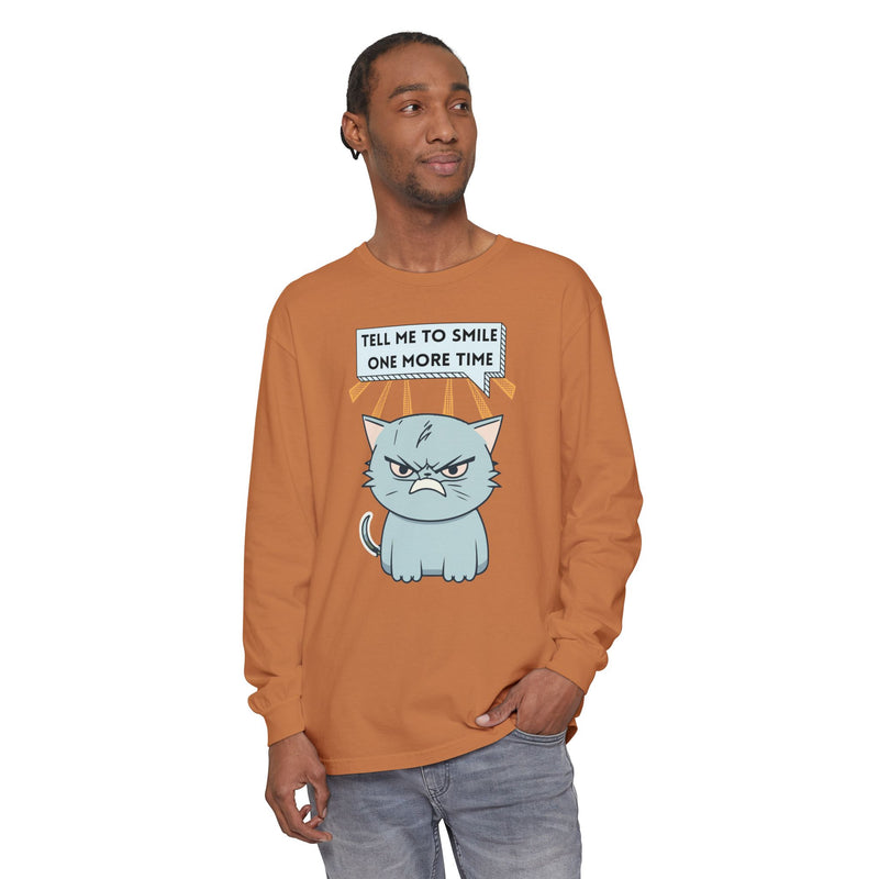 Grumpy Cat "Tell Me To Smile One More Time" Long Sleeve Tee