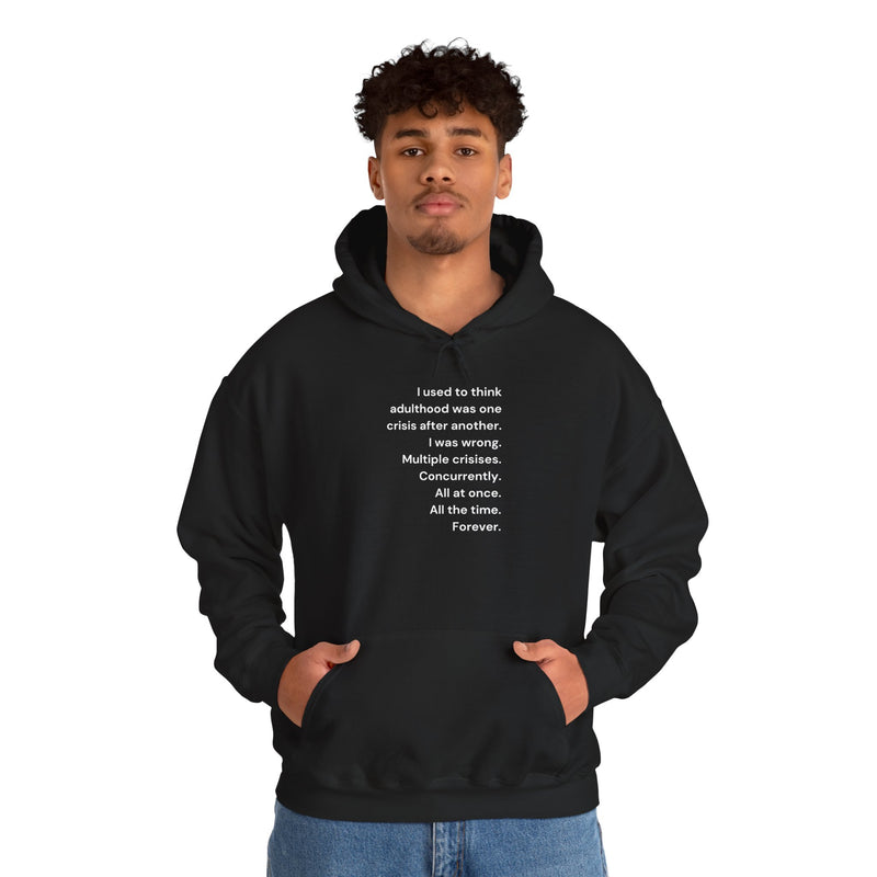 Graphic Text Hoodie — 'Adulthood' Hooded Sweatshirt