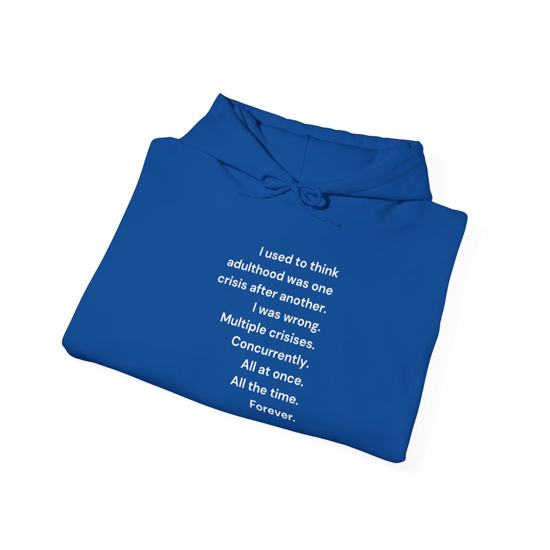 Graphic Text Hoodie — 'Adulthood' Hooded Sweatshirt