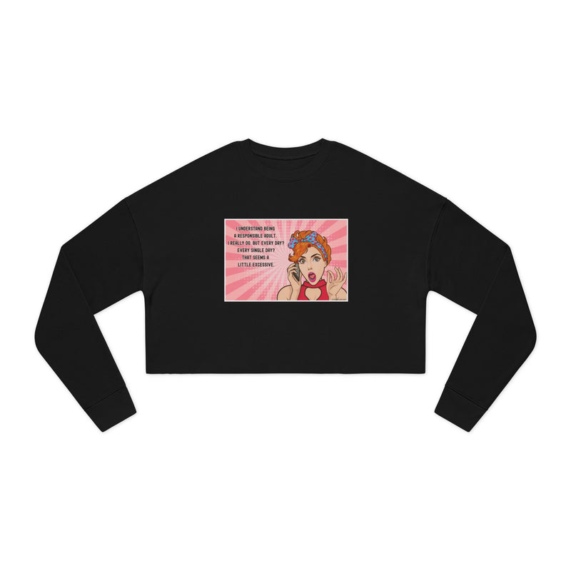 Cropped Sweatshirt — Retro Pop Art 'Responsible Adult' Women's Crop Top