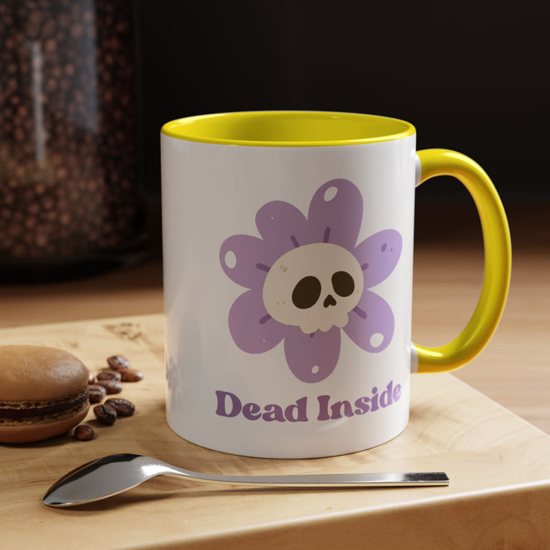 Coffee or Tea Mug — "Dead Inside" Floral Skull Accent Mug