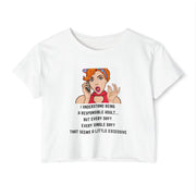 Women's Festival Crop Top — Retro Pop Art 'Being Responsible Every Day?' Graphic Crop Tee