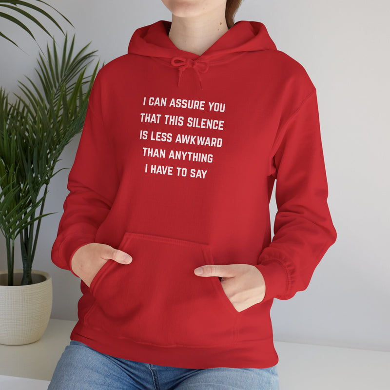 "Awkward Silence" Hoodie - Unisex Heavy Blend™ Minimalist Graphic Text Hooded Sweatshirt