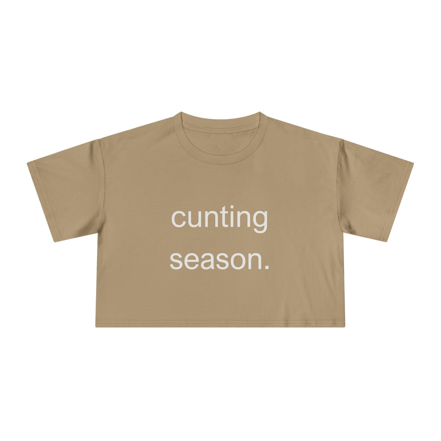 Women's Crop Tee — "Cunting Season" Subtle White Minimalist Text T-shirt Top