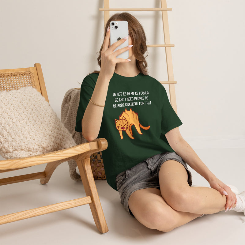 Sassy Cat Attitude T-Shirt — "I’m Not As Mean As I Could Be" Graphic Tee