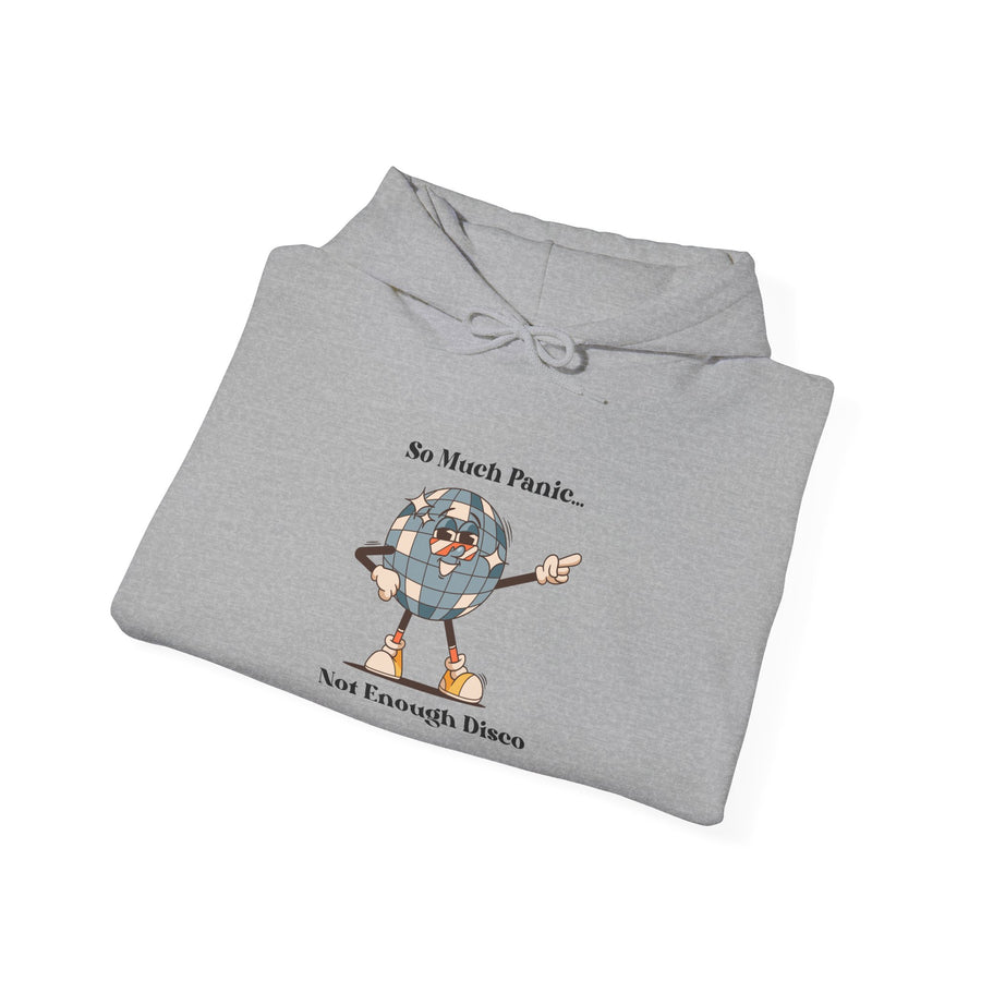 Retro Hoodie "Too Much Panic, Not Enough Disco" Hooded Sweatshirt
