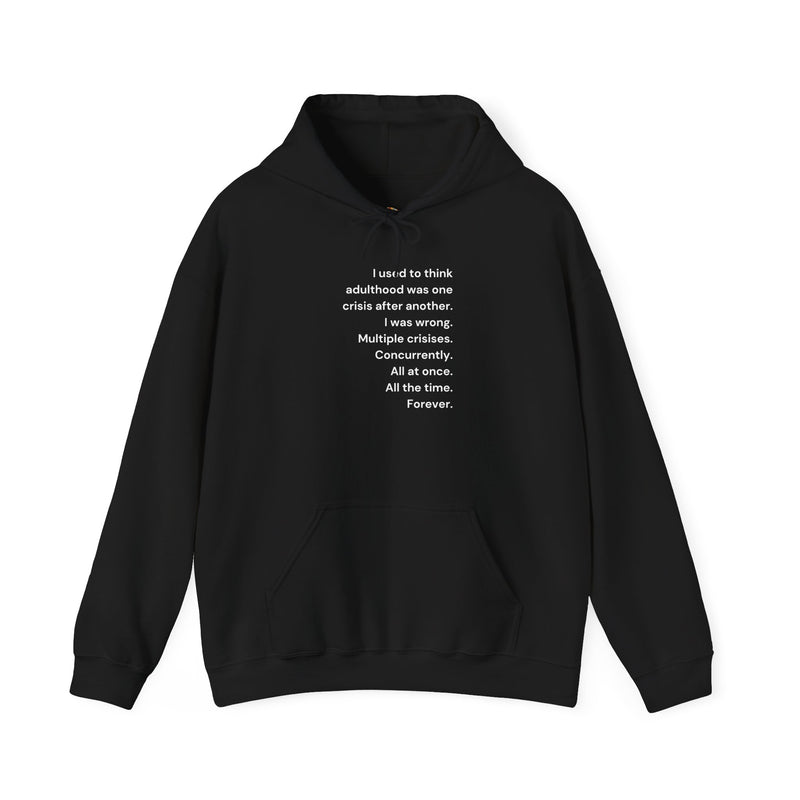 Graphic Text Hoodie — 'Adulthood' Hooded Sweatshirt