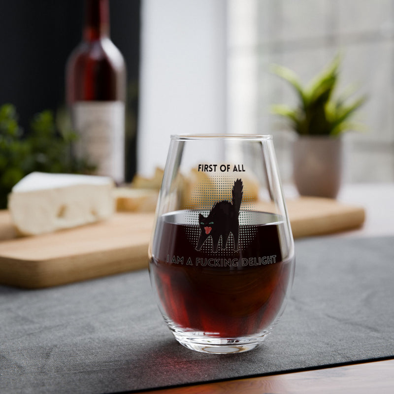 Stemless Wine Glass – I am a Fucking Delight Sassy Cat
