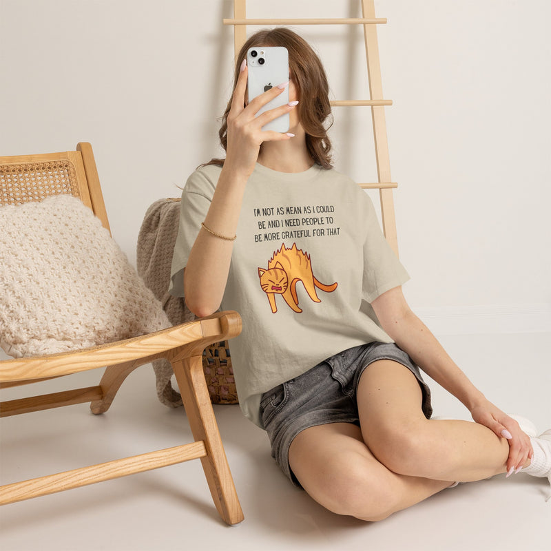 Sassy Cat Attitude T-Shirt — "I’m Not As Mean As I Could Be" Graphic Tee