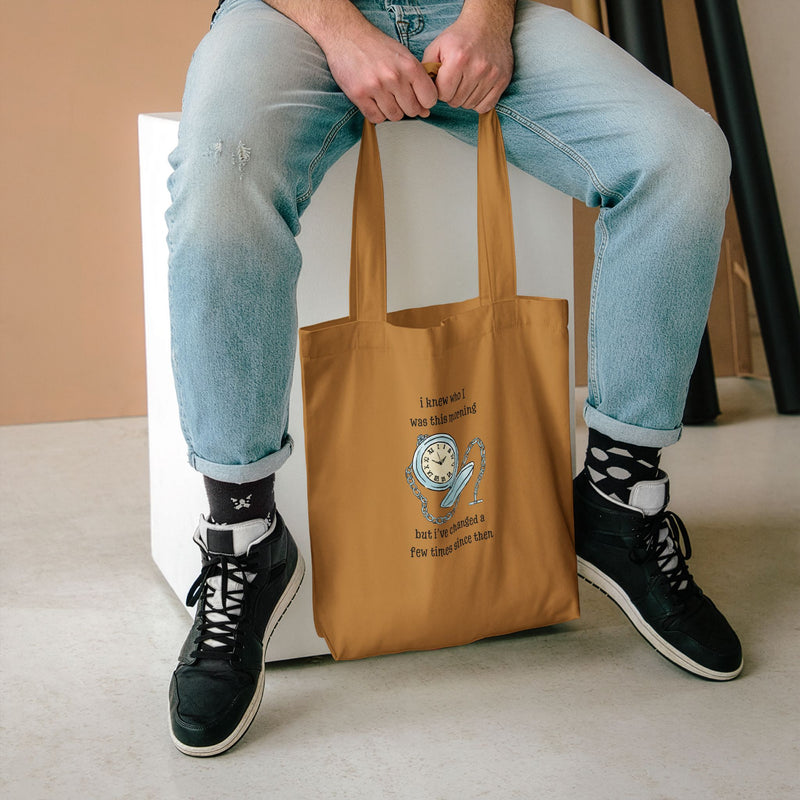Wonderland Large Cotton Canvas Tote Bag “I Knew Who I Was This Morning But I’ve Changed A Few Times Since Then”