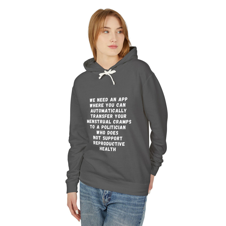 Transfer Menstrual Cramps - Unisex Lightweight Hooded Sweatshirt