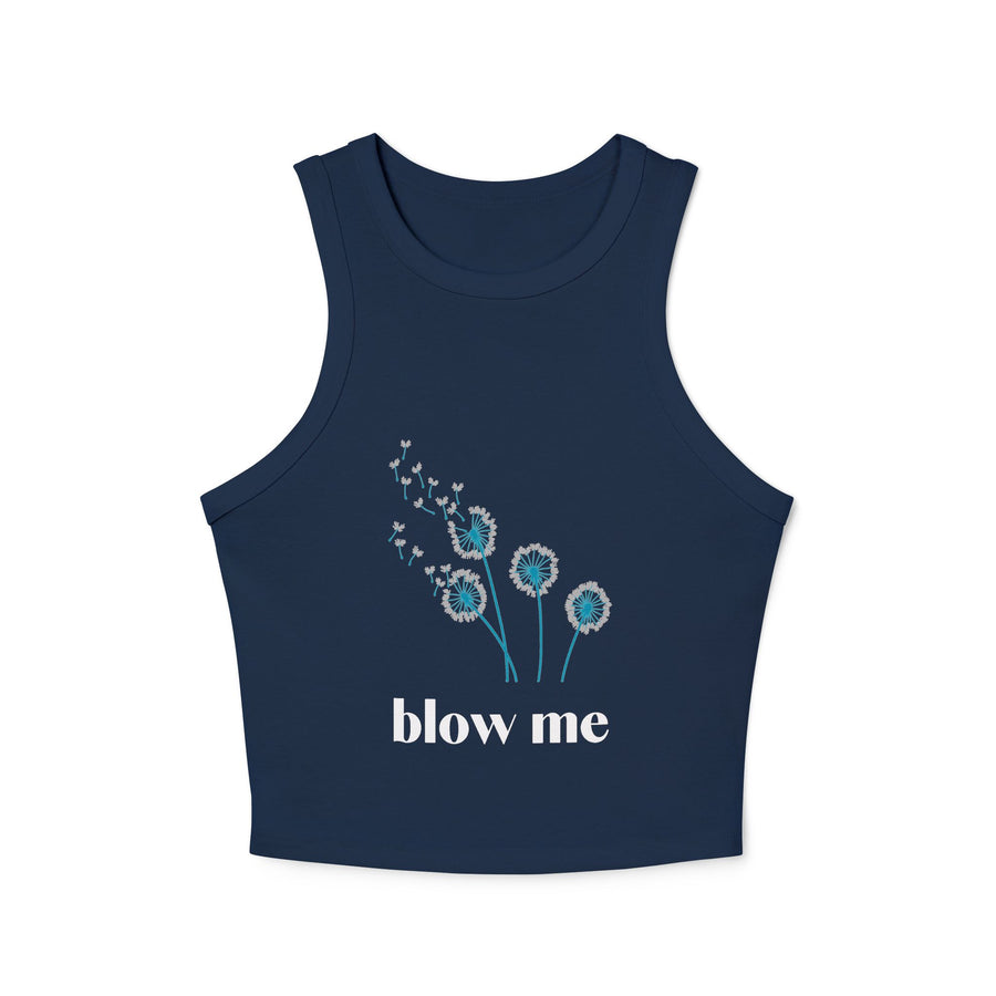 Blow Me Dandelion Tank Top — Women's Crop Racerback Graphic Tank