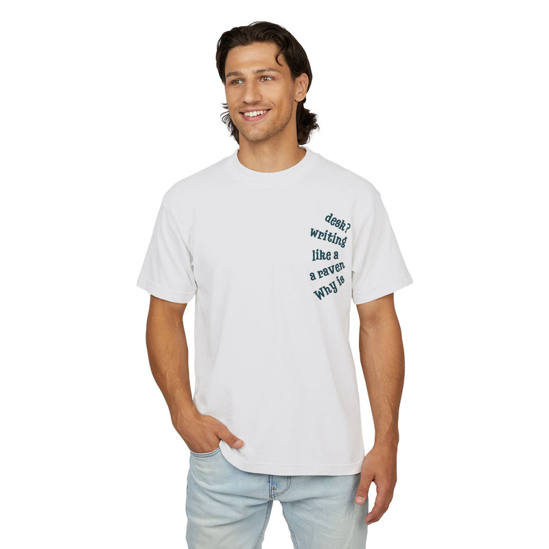 Wonderland Lane Seven Garment Dyed Urban Heavy Graphic Tee – “Why is a Raven Like a Writing Desk"
