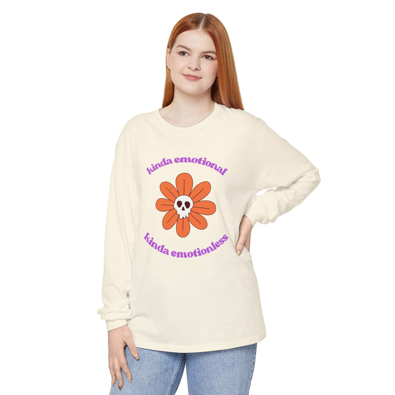 Daisy Skull T-Shirt "Kinda Emotional Kinda Emotionless" Long Sleeve Tee