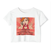 Pop Art Crop Top T-shirt — "Being Responsible Adult Every Single Day?" Graphic Tee for Women