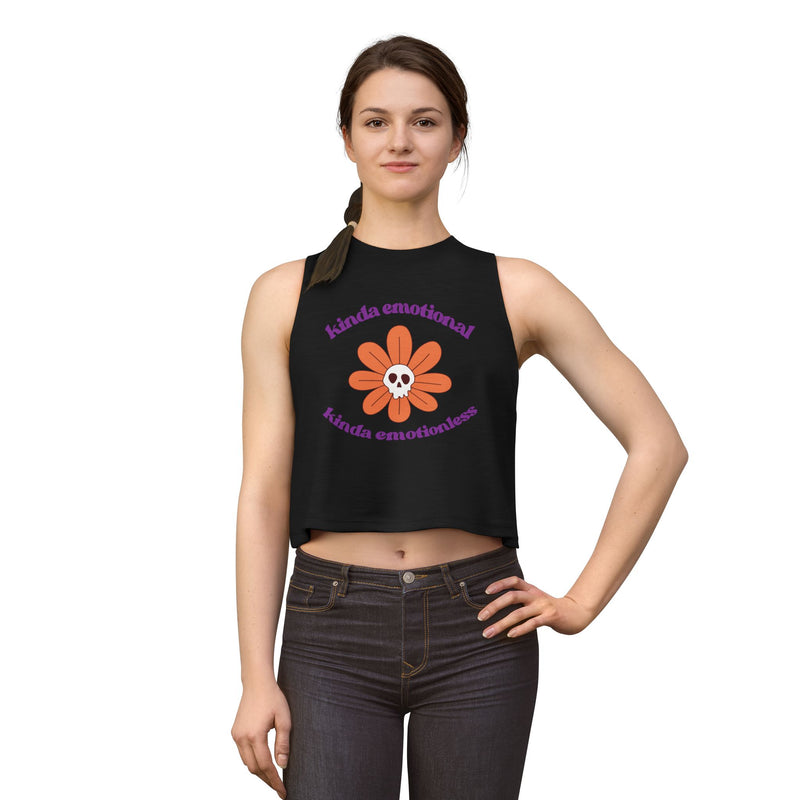 Daisy Skull Crop Top — "kinda emotional kinda emotionless" Graphic Tank