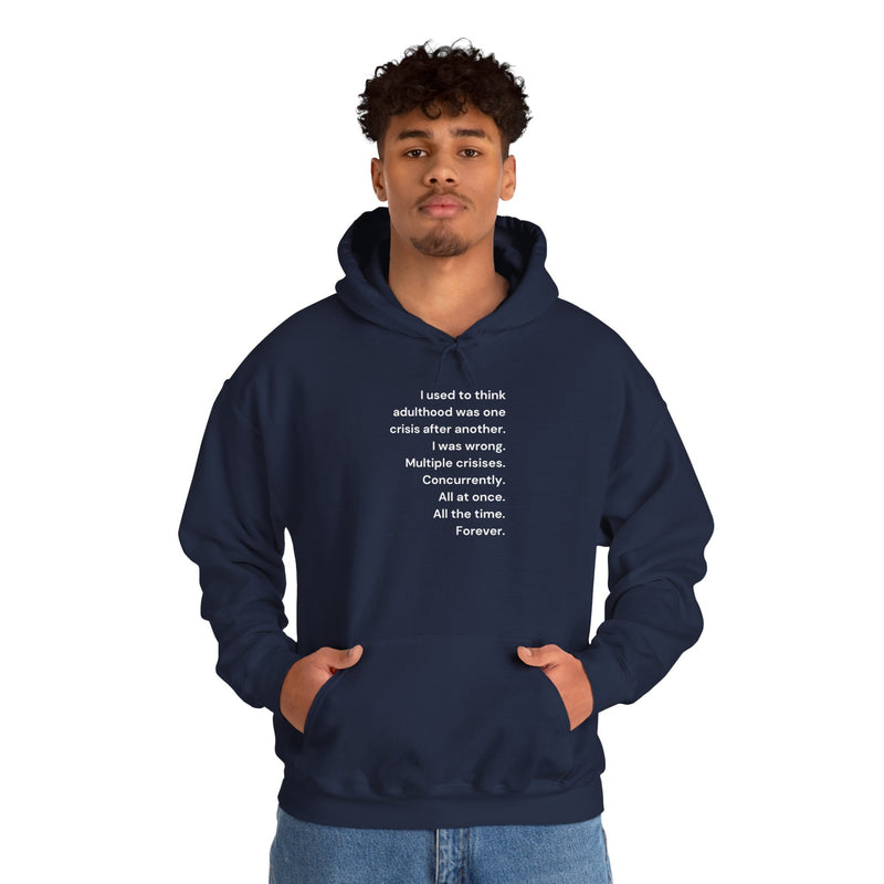 Graphic Text Hoodie — 'Adulthood' Hooded Sweatshirt