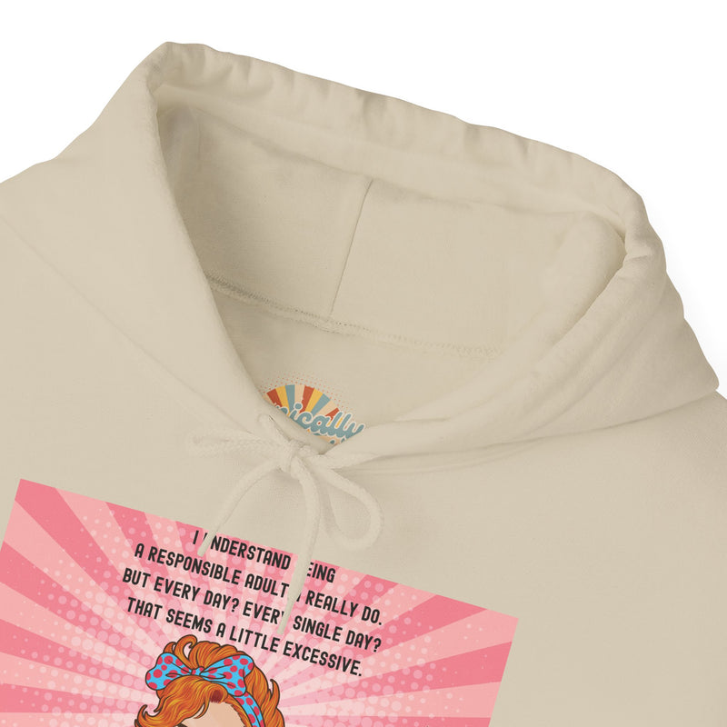 Retro Pop Art Hooded Sweatshirt — "Responsible Adult..." Graphic Hoodie
