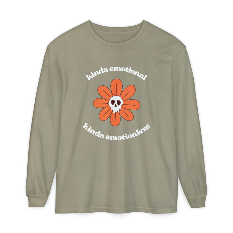 Daisy Skull T-Shirt "Kinda Emotional Kinda Emotionless" Long Sleeve Tee