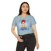 Festival Crop Top T-shirt — "I Need to Teach My Facial Expressions to Use Their Inside Voice" Pop Art Graphic Tee