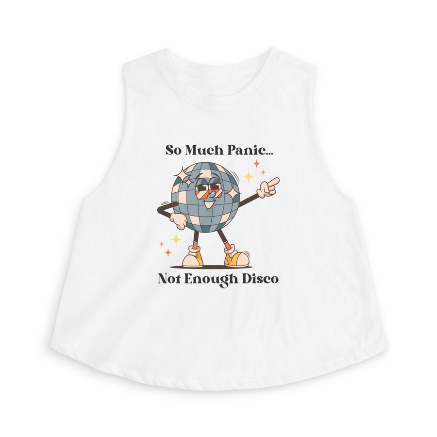 Disco Ball Women's Crop Top — "So Much Panic... Not Enough Disco" Graphic Tank