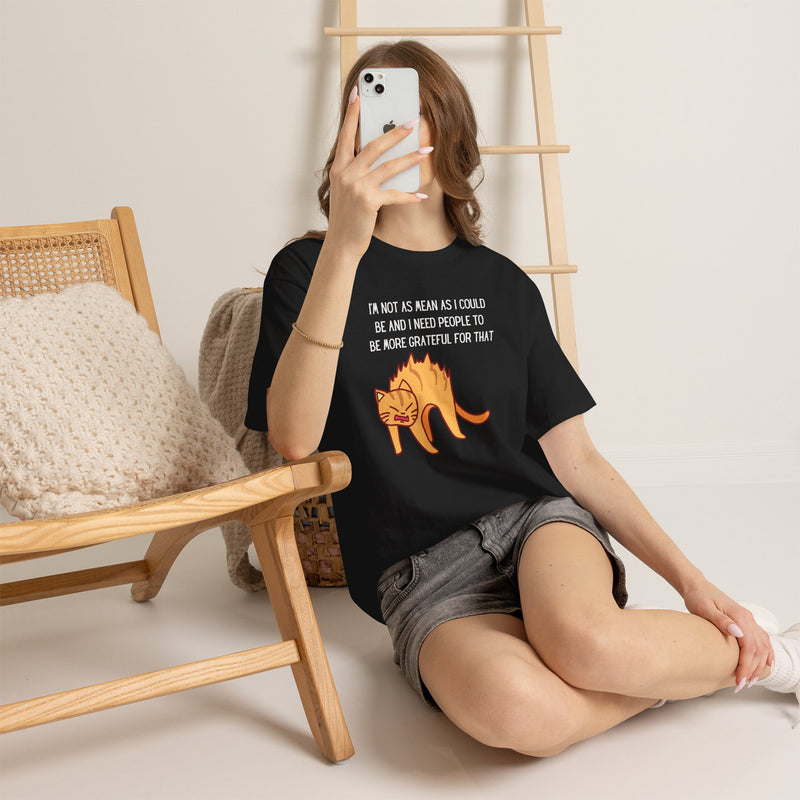 Sassy Cat Attitude T-Shirt — "I’m Not As Mean As I Could Be" Graphic Tee