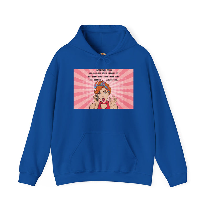 Retro Pop Art Hooded Sweatshirt — "Responsible Adult..." Graphic Hoodie